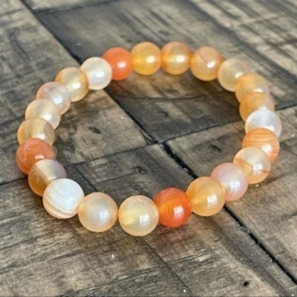 8mm Carnelian Stretch Bead Bracelet - Picture 5 of 8